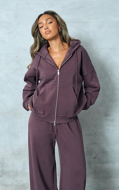 Logn Sleeve Double Zip Front Cropped Hoodie In Grey | EGO US | EGO