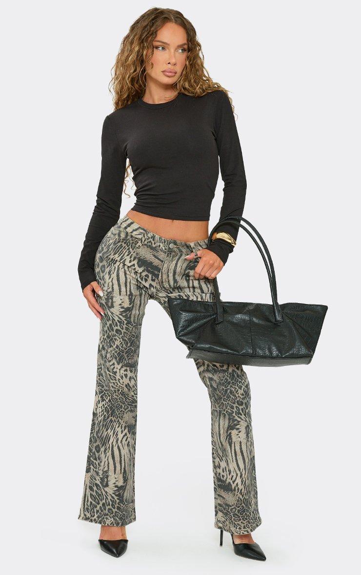 Long Sleeve Fitted Top In Black