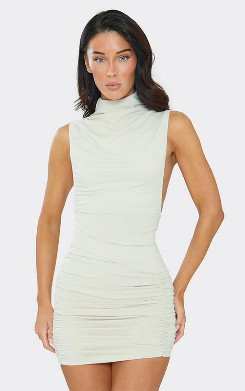 Bardot Lace Detail Mini Bodycon Dress In White Slinky | EGO UK