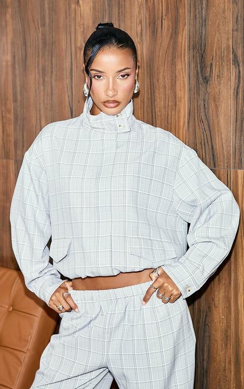 Long Sleeve 'Min Min' Zip Up Jacket In Grey Compact Knit | EGO US
