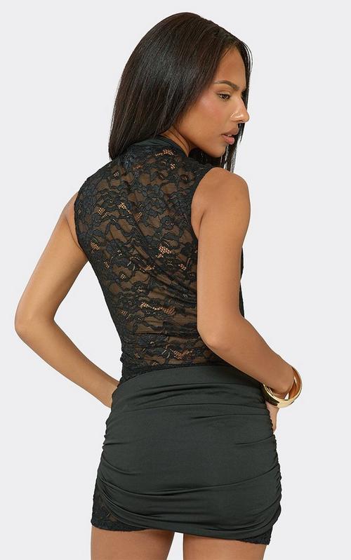 High Waist Distressed Detail Mini Bodycon Skirt In Gold Metallic
