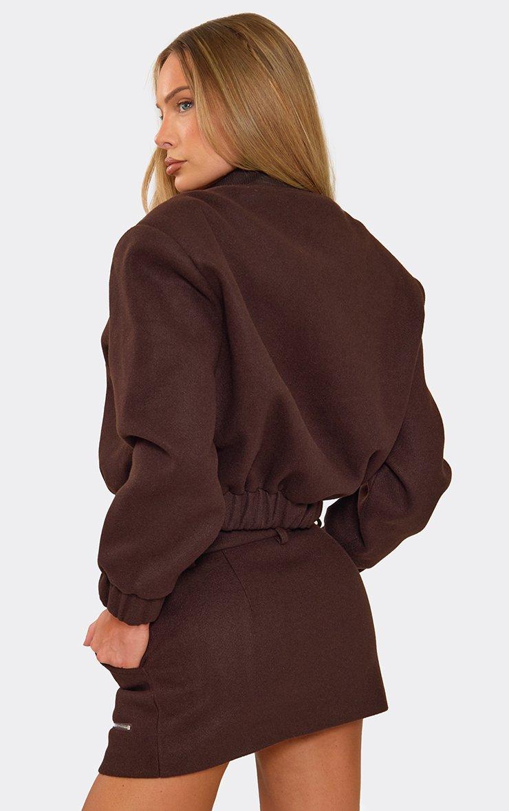 46288 Wool Look Bomber Jacket In Brown