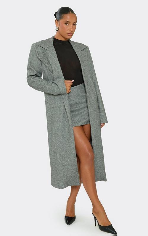 Oversized Textured Wool Look Maxi Coat In Chocolate Brown | EGO US