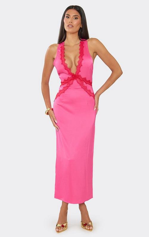 pink satin cowl lace up bodycon dress Diamante Trim Cut Out Heart Shaped Mini In | EGO US Komeri