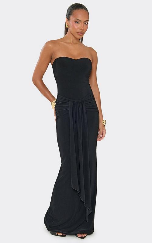 black glitter lace detail bandeau midi dress Pleated Up Back In | EGO US discount wedding dresses