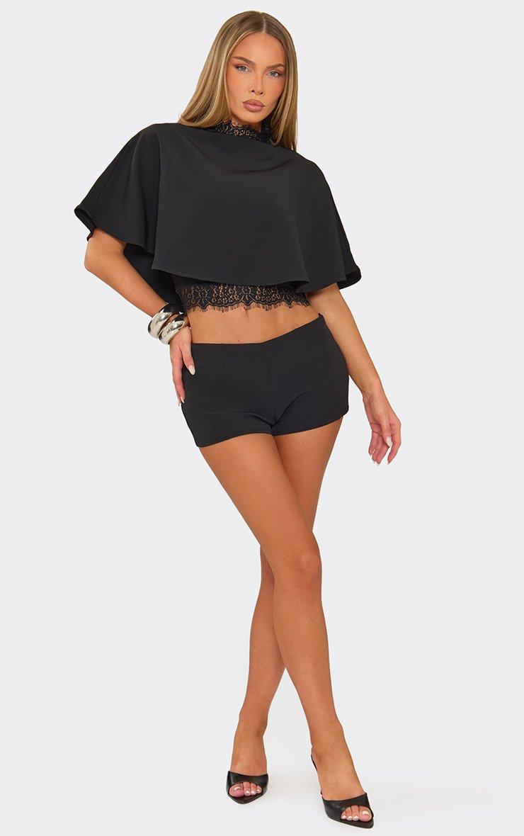 Lace Trim Cape Top In Black