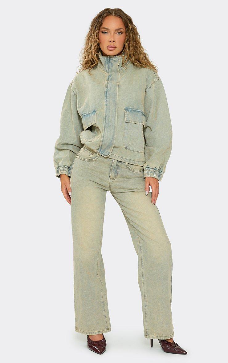 Low Rise Wide Leg Jeans In Light Vintage Wash Denim