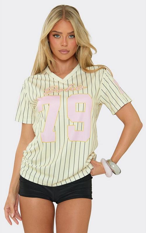 Oversized Short Sleeve Lace Side Stripe Detail Football Jersey In
