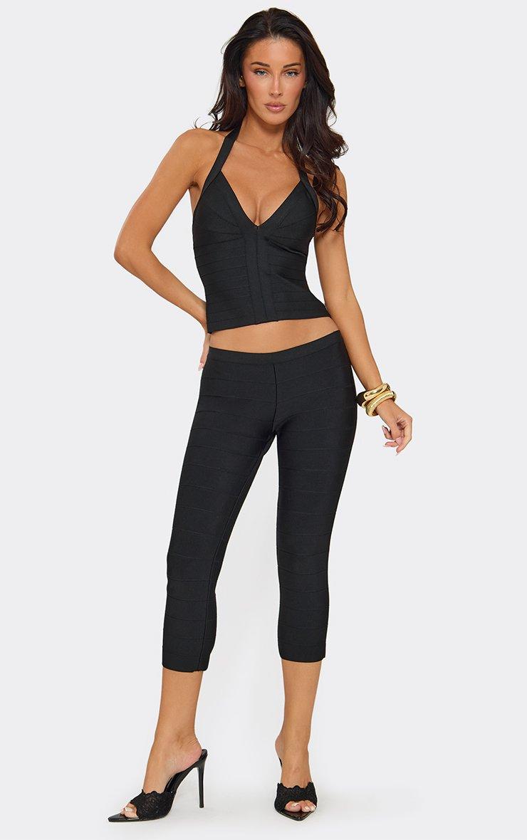 Low Rise Capri Trousers In Black Bandage