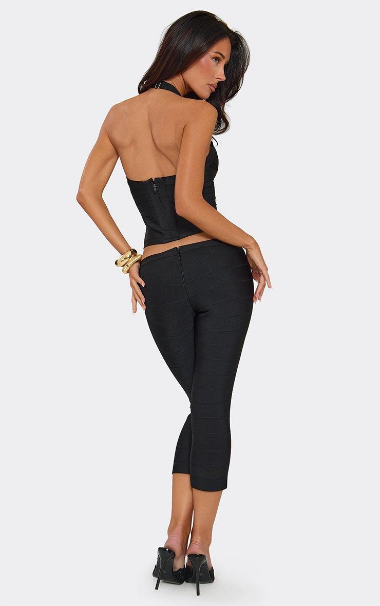 Low Rise Capri Trousers In Black Bandage