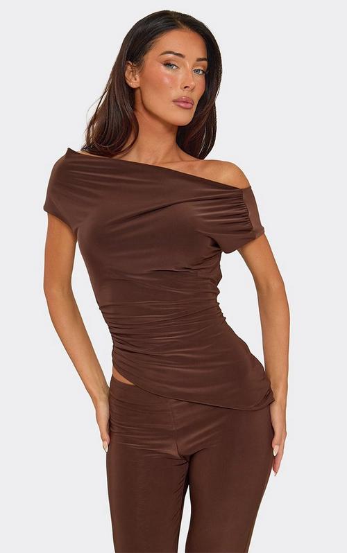 Off The Shoulder Drape Detail Top In Burgundy | EGO US | EGO