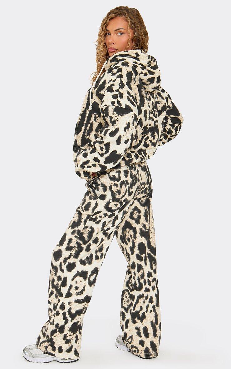 46287 Leopard Print Wide Leg Jogger In Brown