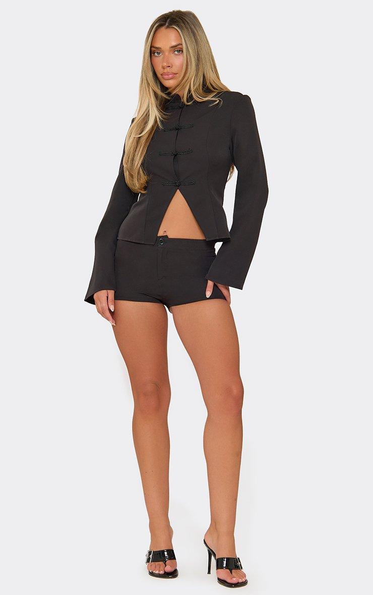 Low Waist Tailored Mini Shorts In Black.