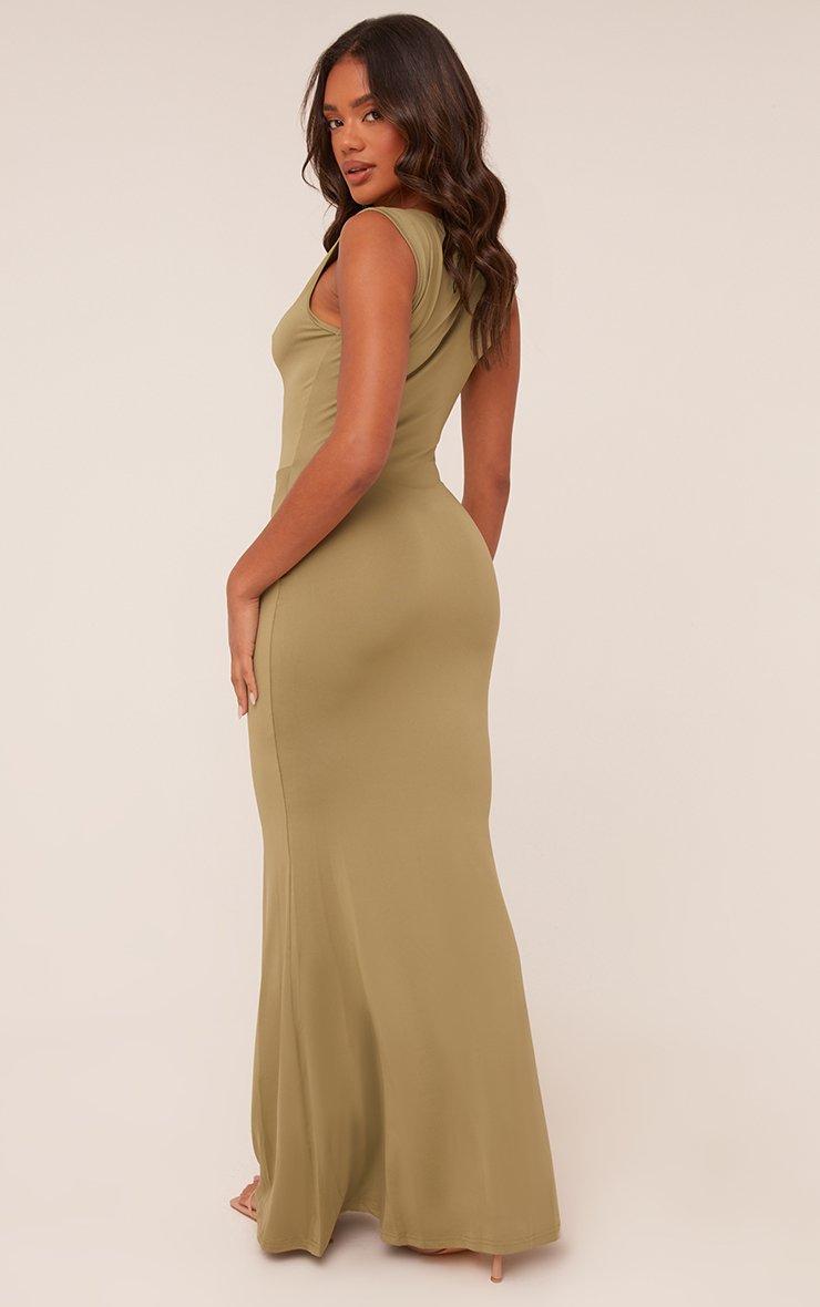slim fit dress slacks Nadia Ruched Fishtail Maxi Dress Pistachio