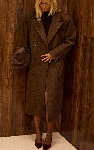 Oversized Textured Wool Look Maxi Coat In Chocolate Brown | EGO US