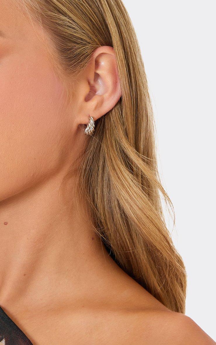Twist Detail Small Hoop Earrings In Silver