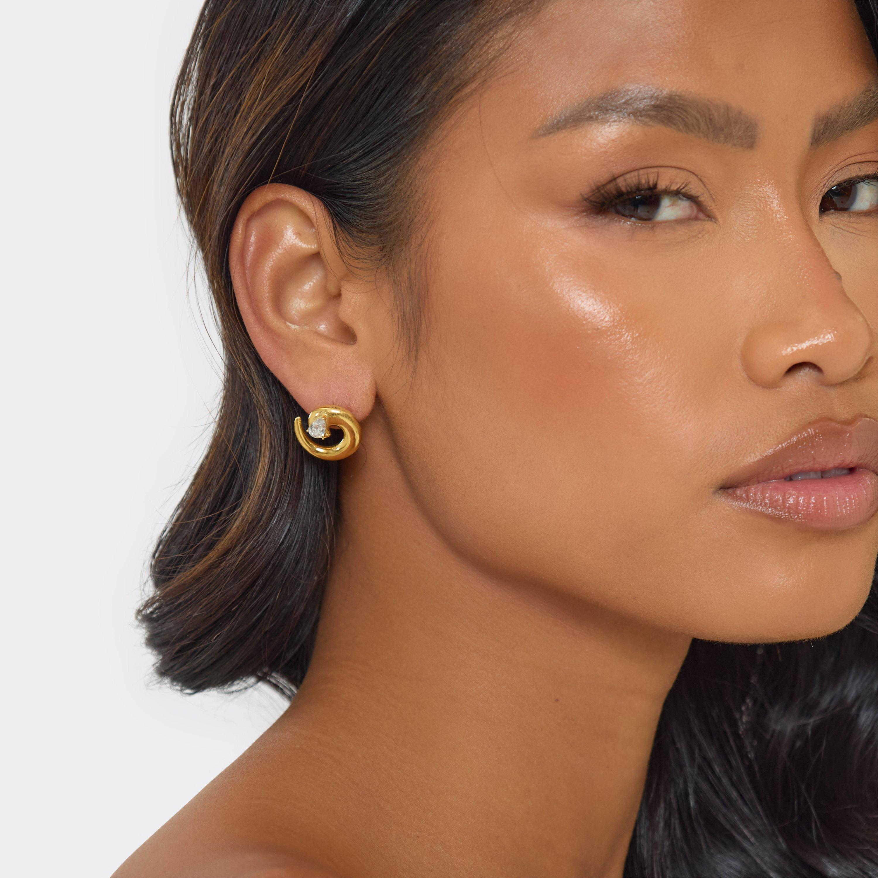 Spiral Stud Earrings In Gold, Women’s