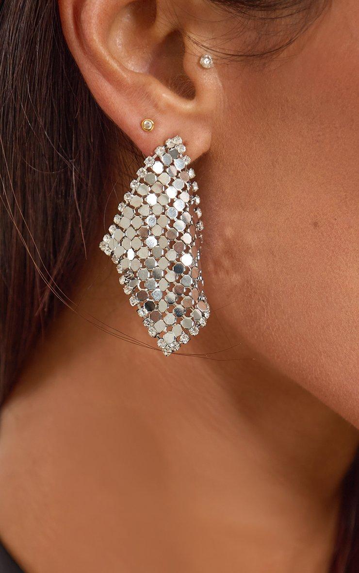 Chainmail Stud Earring In Silver