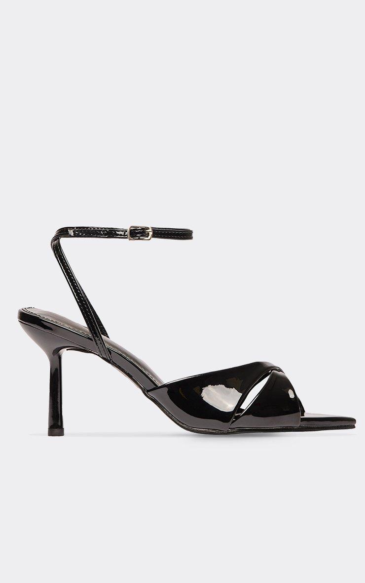 Grange Cross Over Strap Pointed Toe Heel In Black Patent