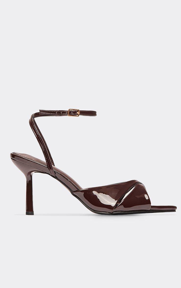 Grange Cross Over Strap Pointed Toe Heel In Brown Patent