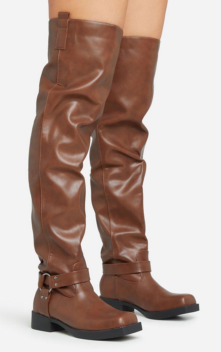 Free-Rider Ring Detail Square Toe Over The Knee Thigh High