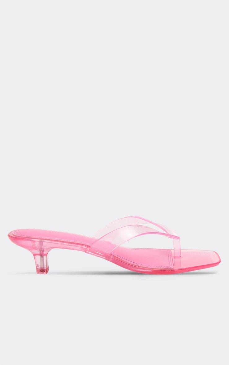 Thalia Square Peep Toe Heeled Mule In Pink Patent | EGO UK | EGO