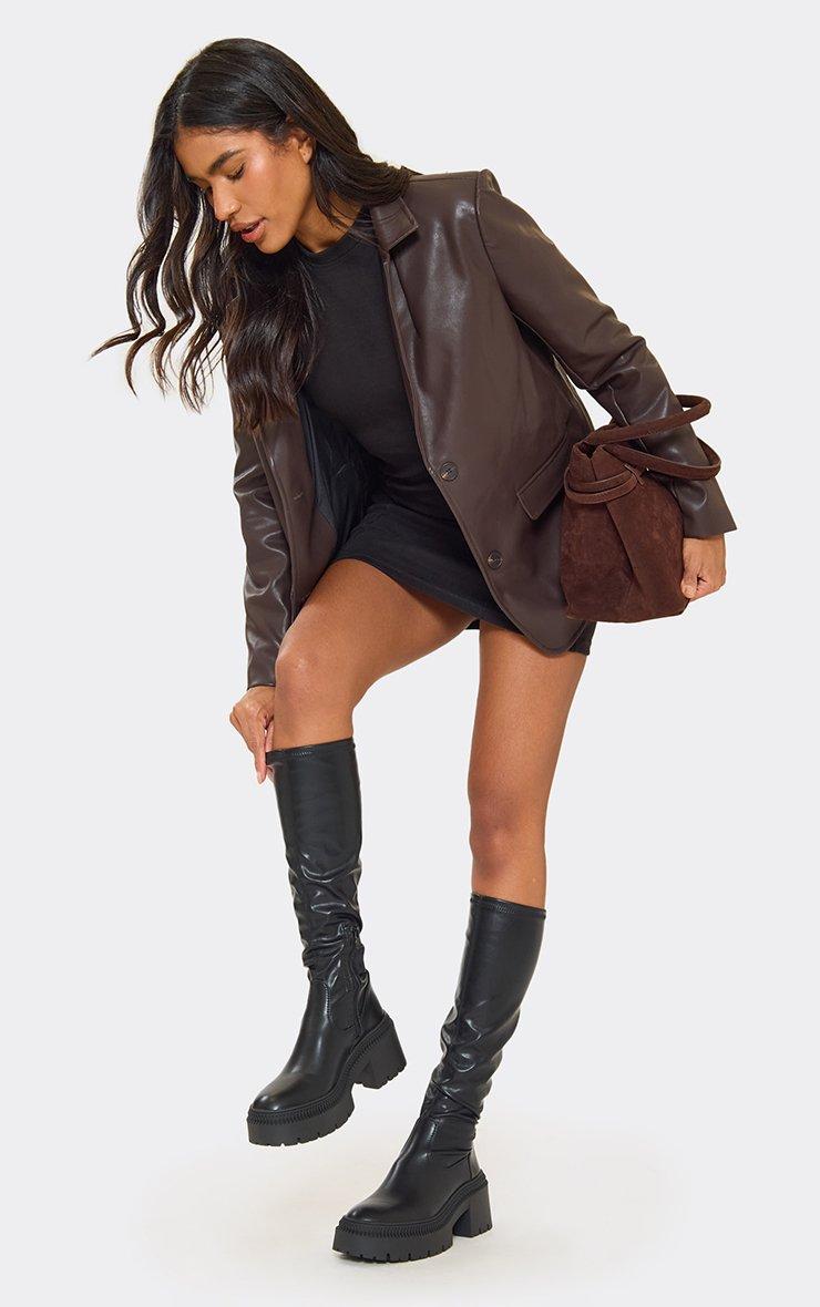 leather knee high dress boots The Eliana Faux Boot In Black MEASUREMENTS Heel Height Dakaela Knee High Boots Women