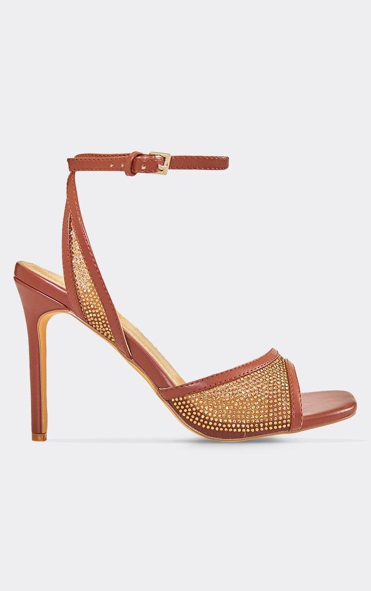 Jungle Pointed Peep Toe Stiletto Heel Mule In Leopard Print Faux