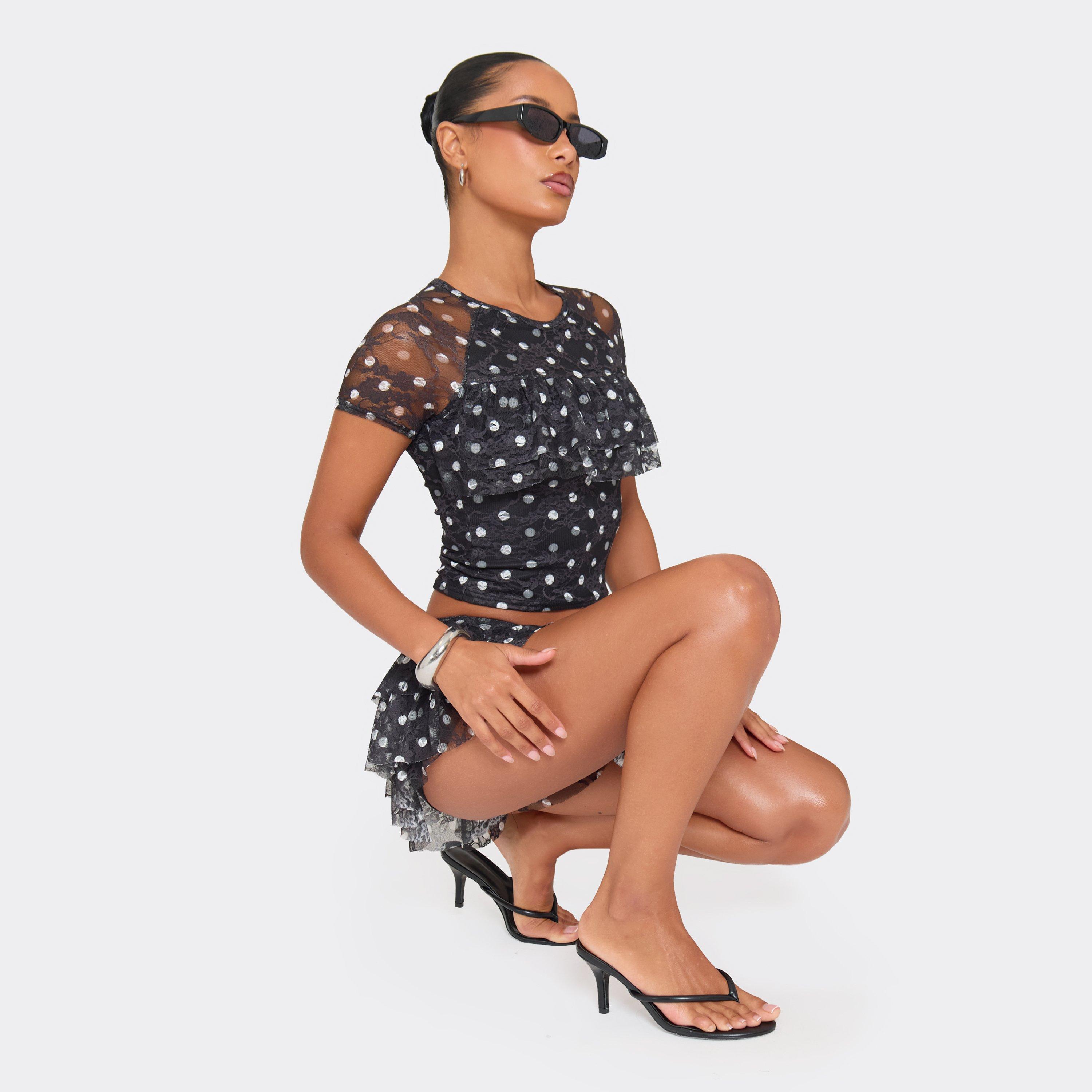 Elphie Thong Strap Heeled Mule In Black Faux Leather, Women's Size UK 5