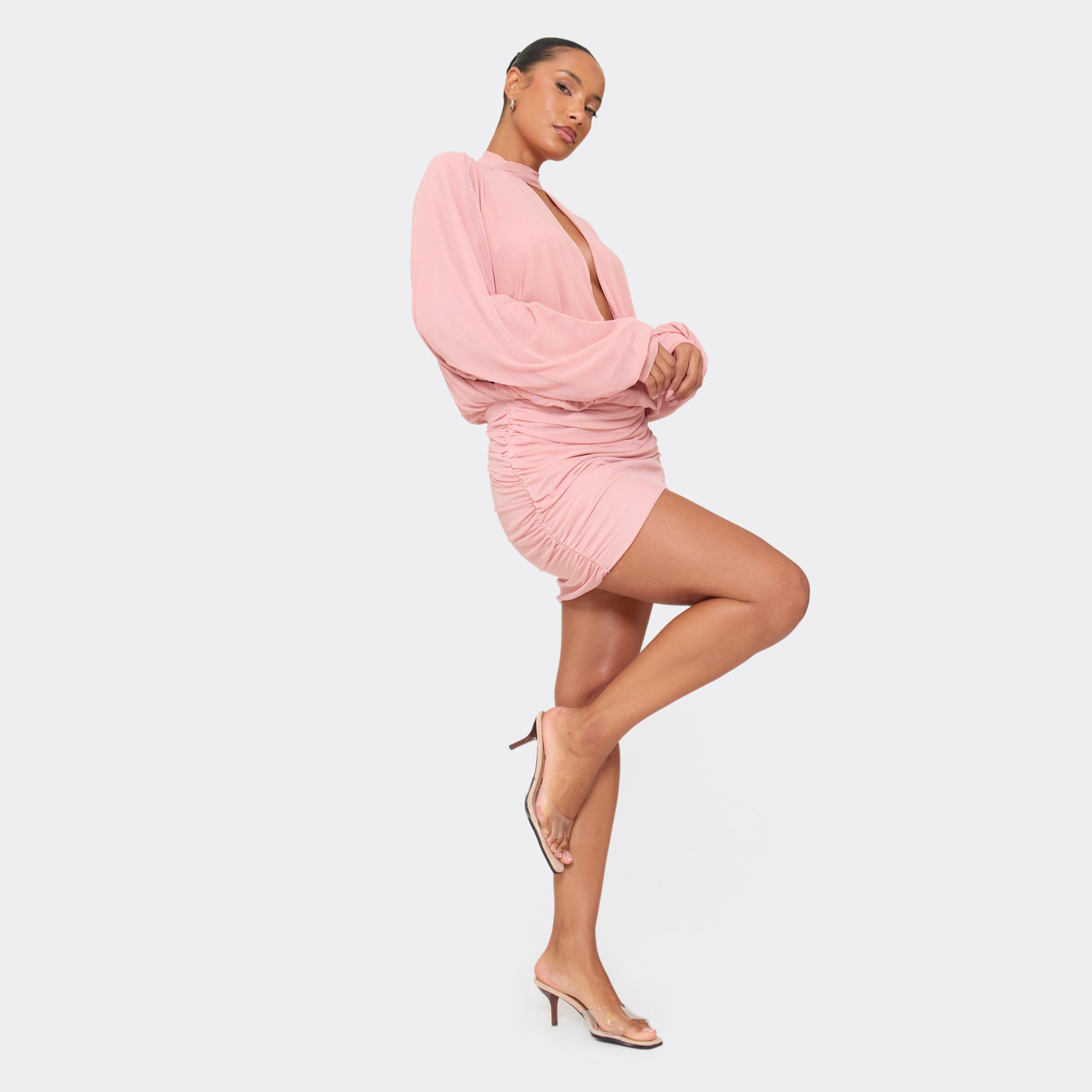 Valla Clear Perspex Strap Square Peep Toe Wood Effect Heel Mule In Nude Faux Leather, Women's Size UK 5