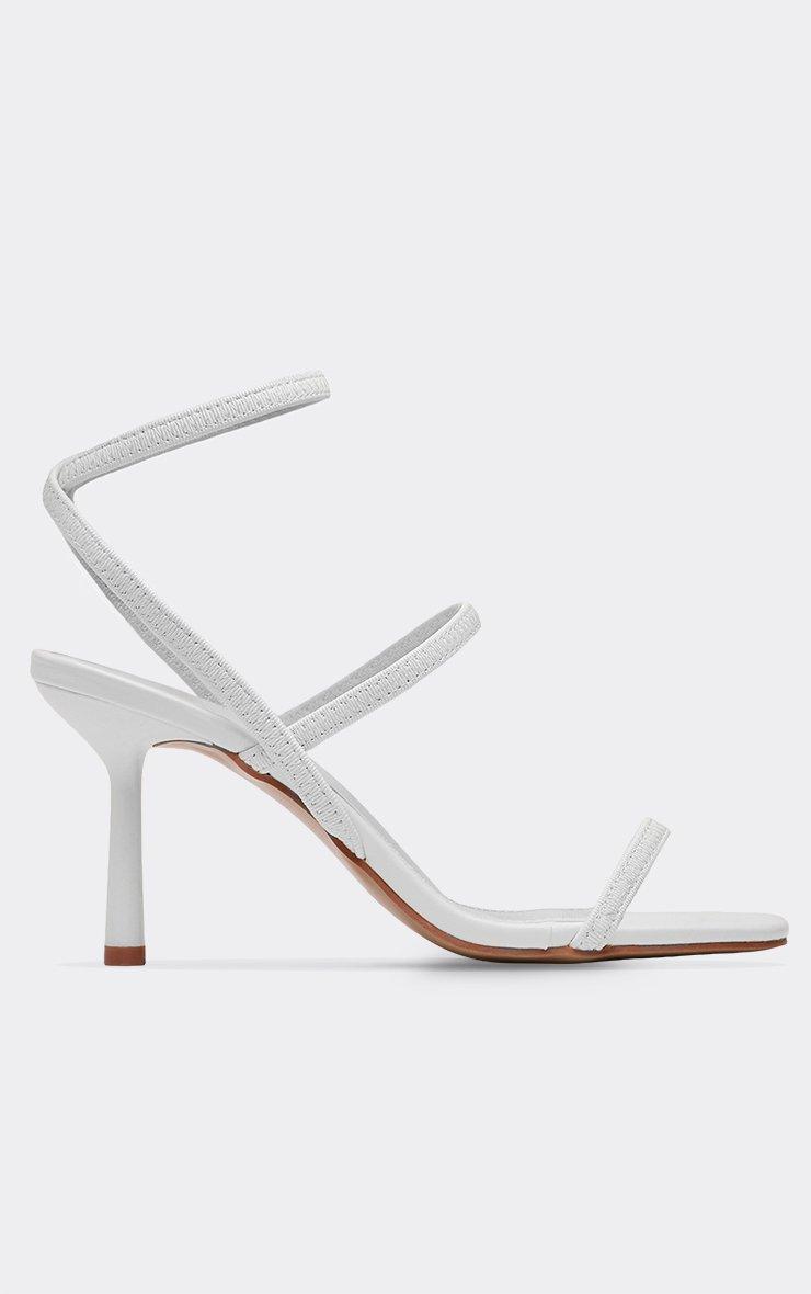 Samez Knotted Strappy Detail Square Toe Heel Mule In White Faux