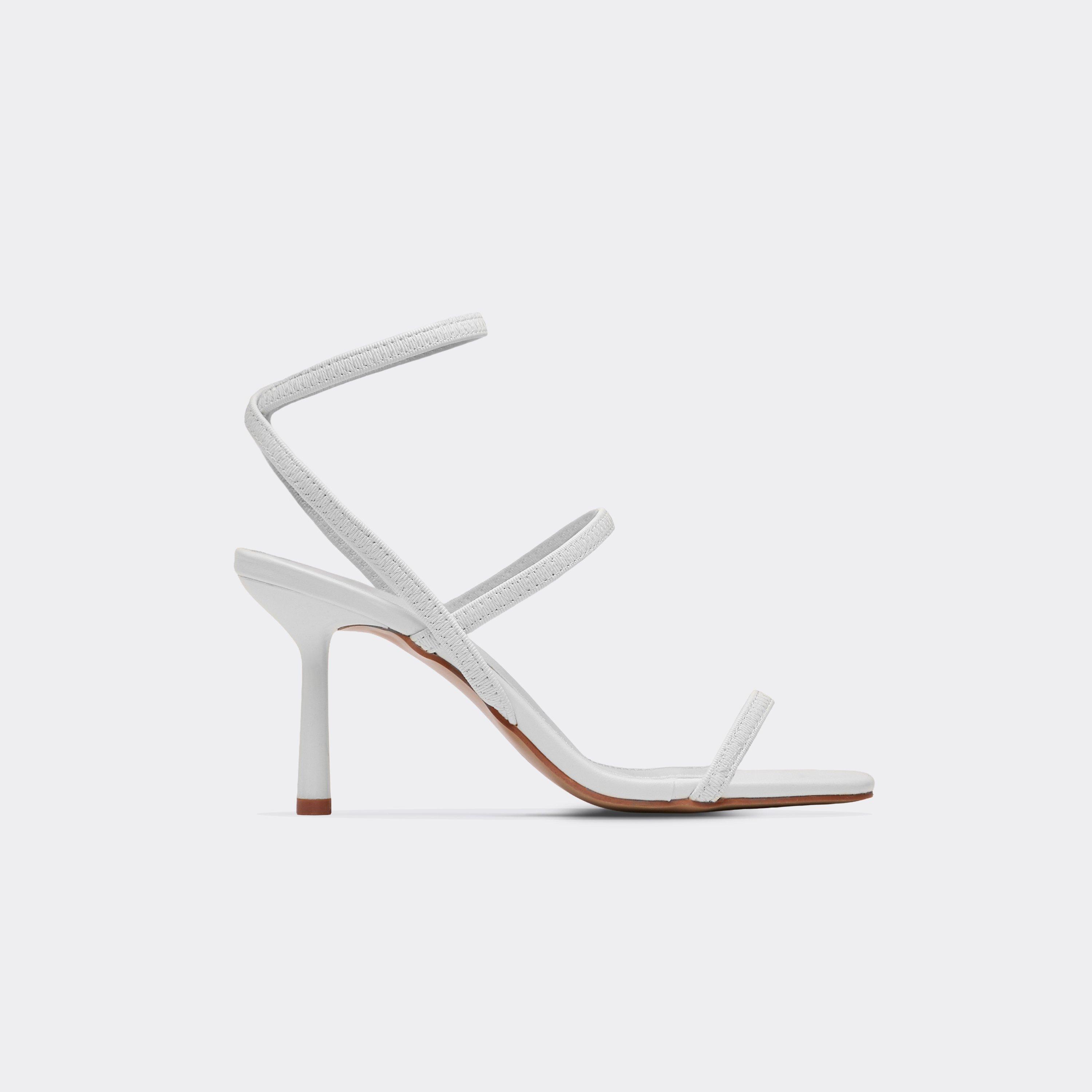 Roast Multi Strap Heel In White Faux Leather, Women's Size UK 5