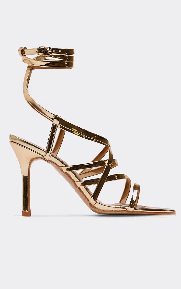 Vida-Loca Open Toe Platform Twisted Statement Heel In Gold
