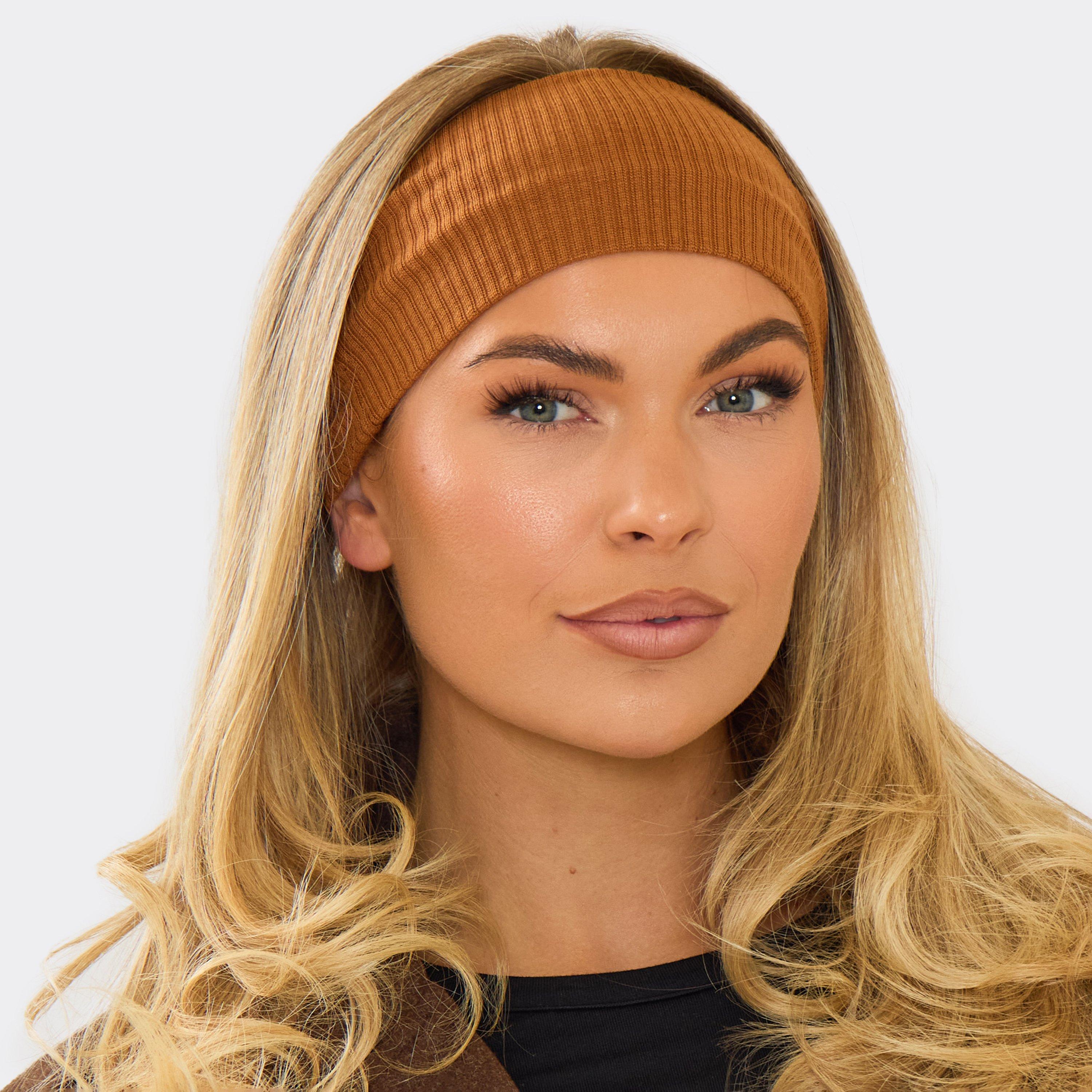 Image of Thin Headband In Brown Ribbed, Women's Size UK 0