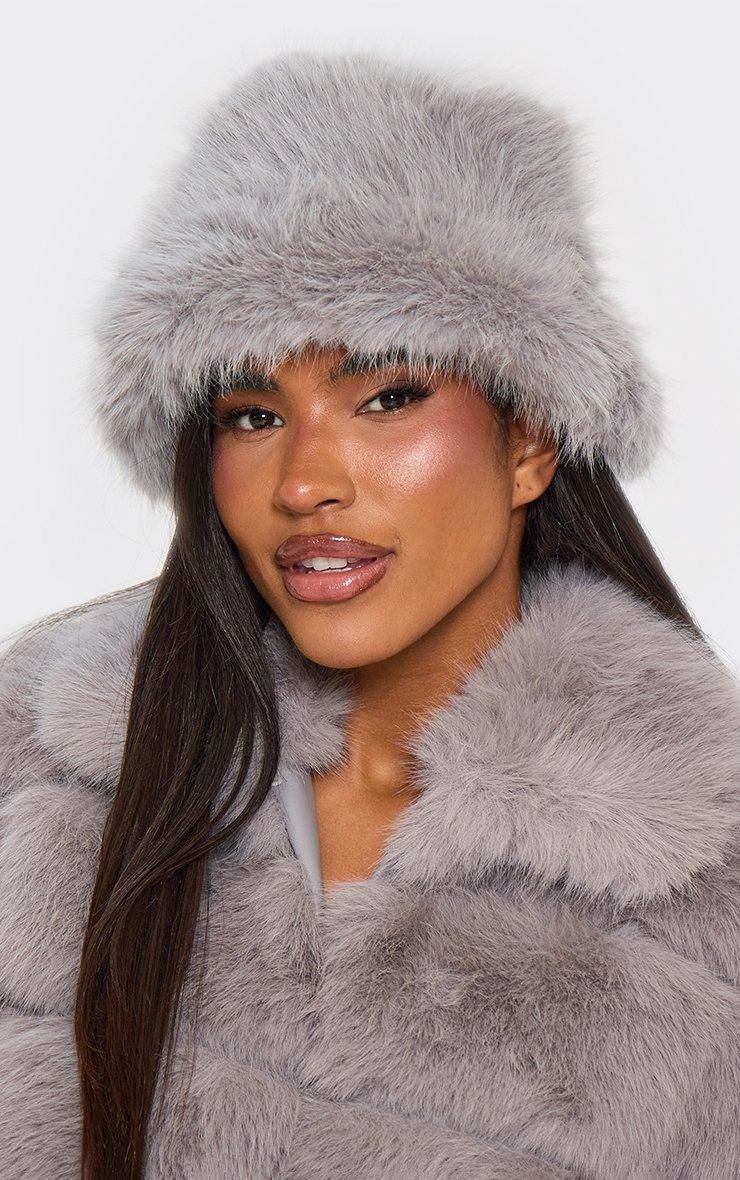Oversized Chunky Hat In Grey Faux Fur | EGO US | EGO
