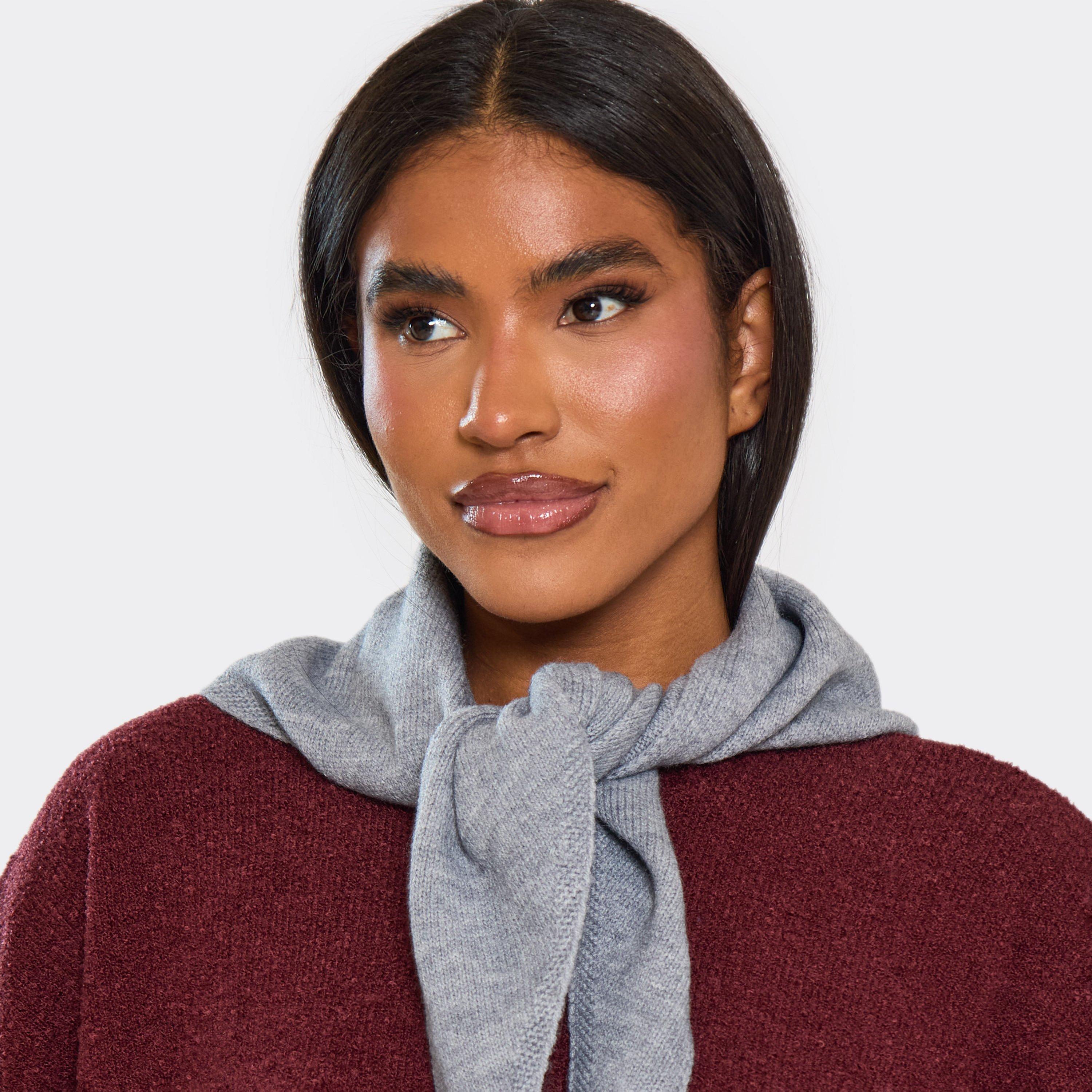 Image of Tie Front Shawl Scarf In Grey, Women's Size UK 0
