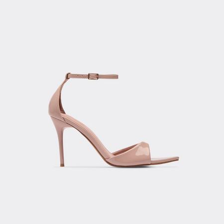 Marc Ankle Strap Pointed Peep Toe Stiletto Heel In Nude Patent, Women's Size US
