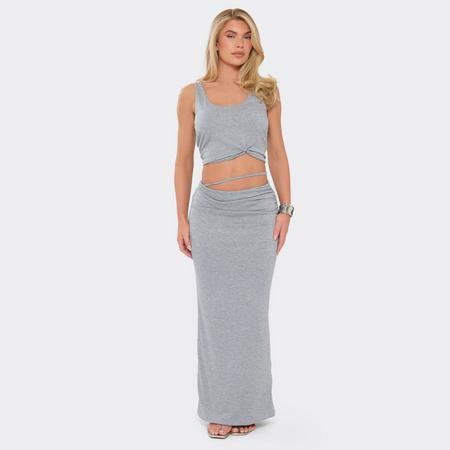 Strappy Waist Maxi Skirt In Grey Marl, Women's Size US