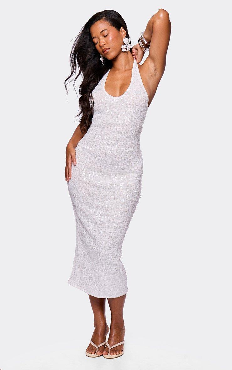 Long Sleeve Strappy Cut Out Mini Bodycon Dress In White Slinky | EGO US |  EGO