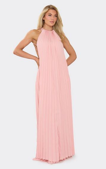 pink choker maxi dress Vesper allowing you to dance and celebrate with ease Cindie | PINK Bardot-Neck Maxi