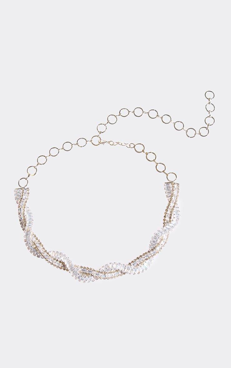 Chunky Twist Detail Diamante Choker Necklace In Silver