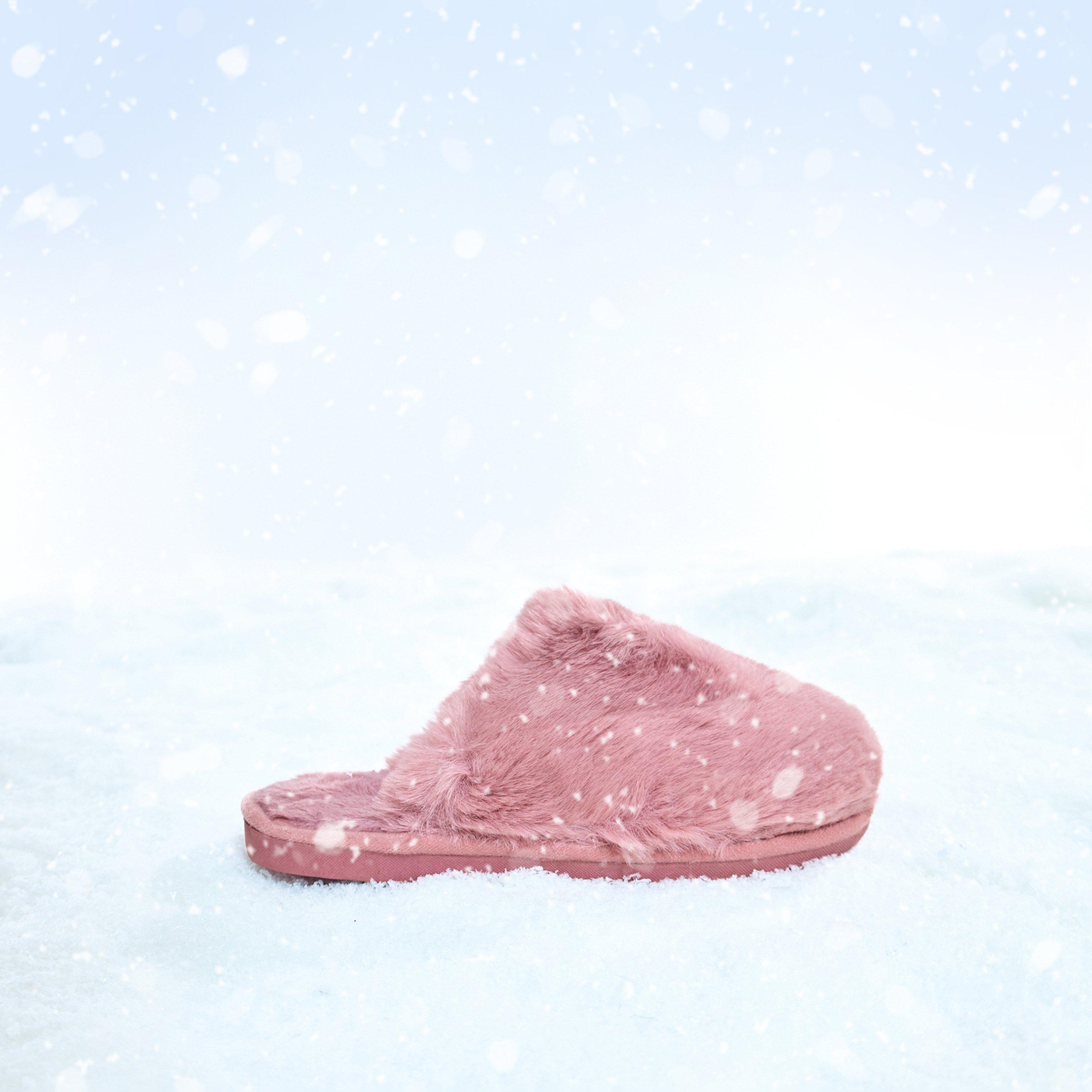 Nelli Slipper In Pink Faux Fur, Women's Size UK 5