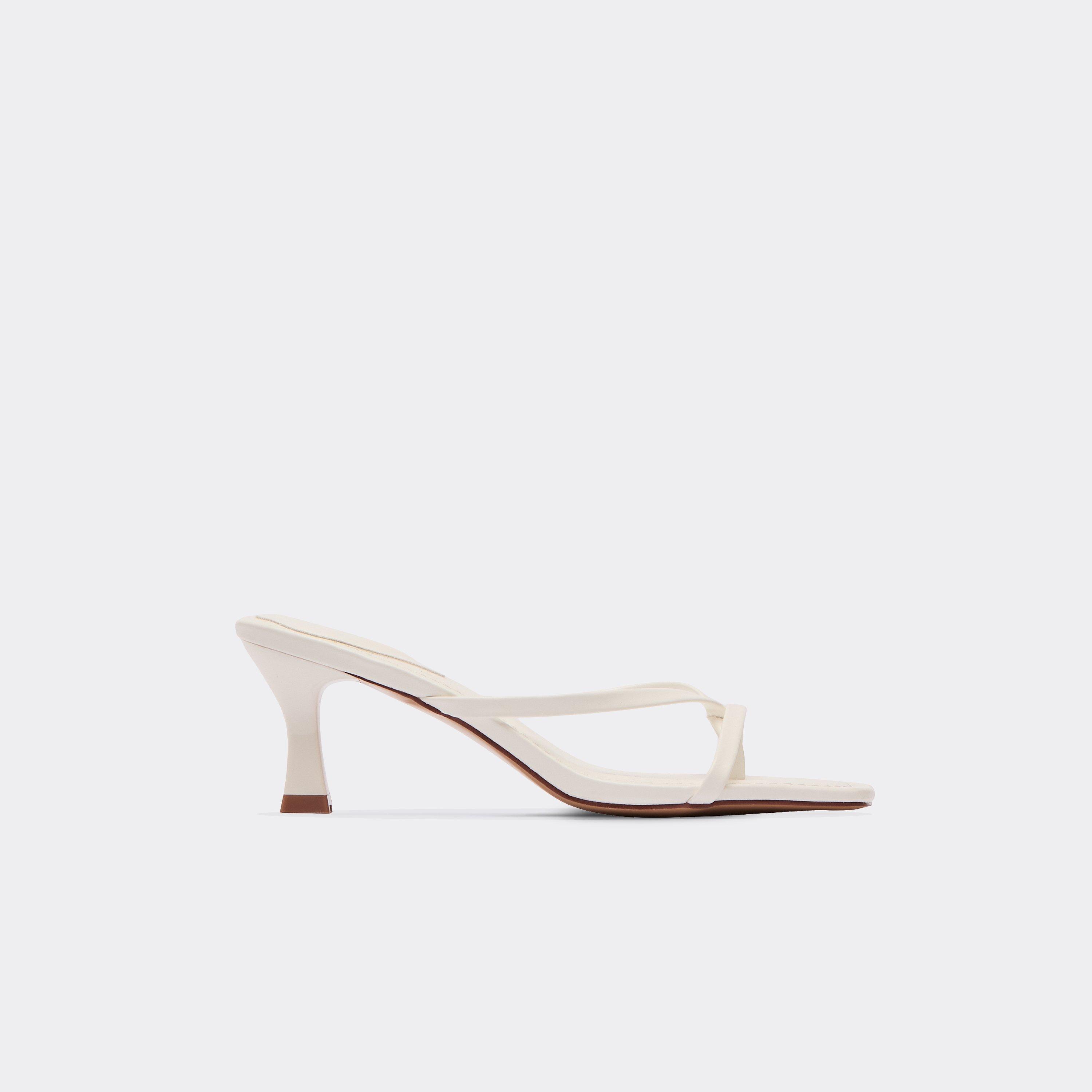 Sander Strappy Low Heeled Mule In White Faux Leather, Women's Size UK 8