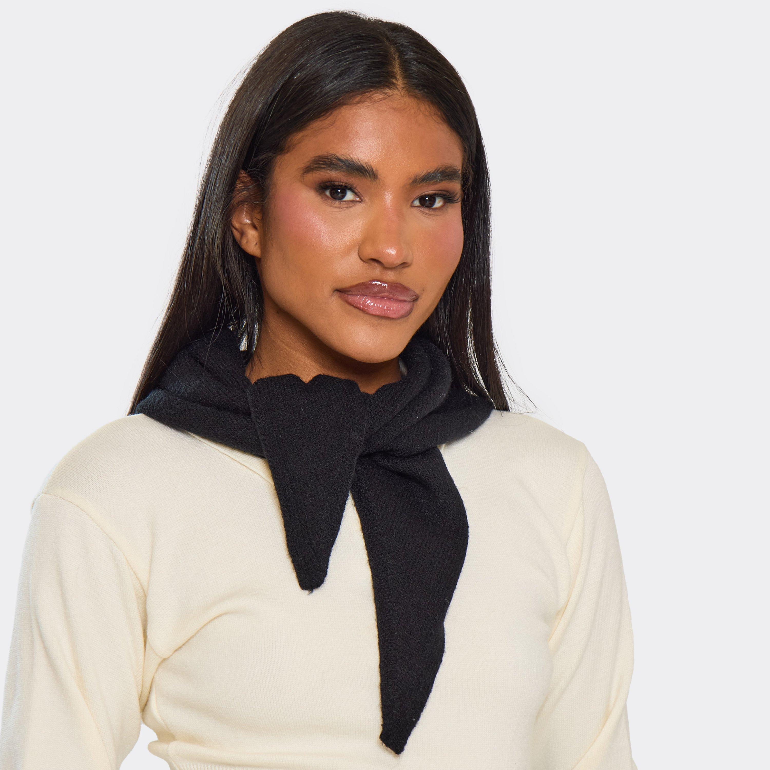 Image of Tie Front Shawl Scarf In Black, Women's Size UK 0