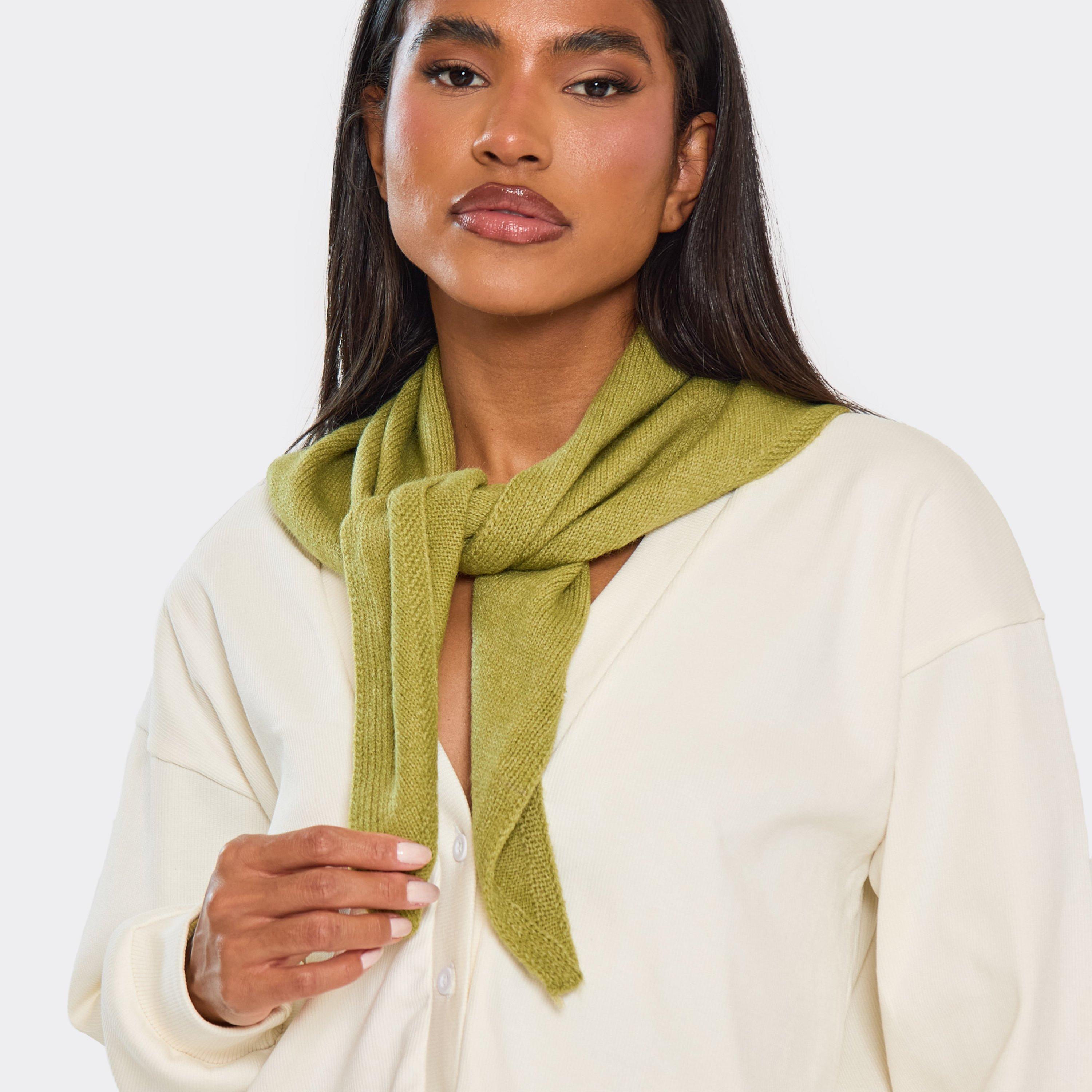 Image of Tie Front Shawl Scarf In Green, Women's Size UK 0