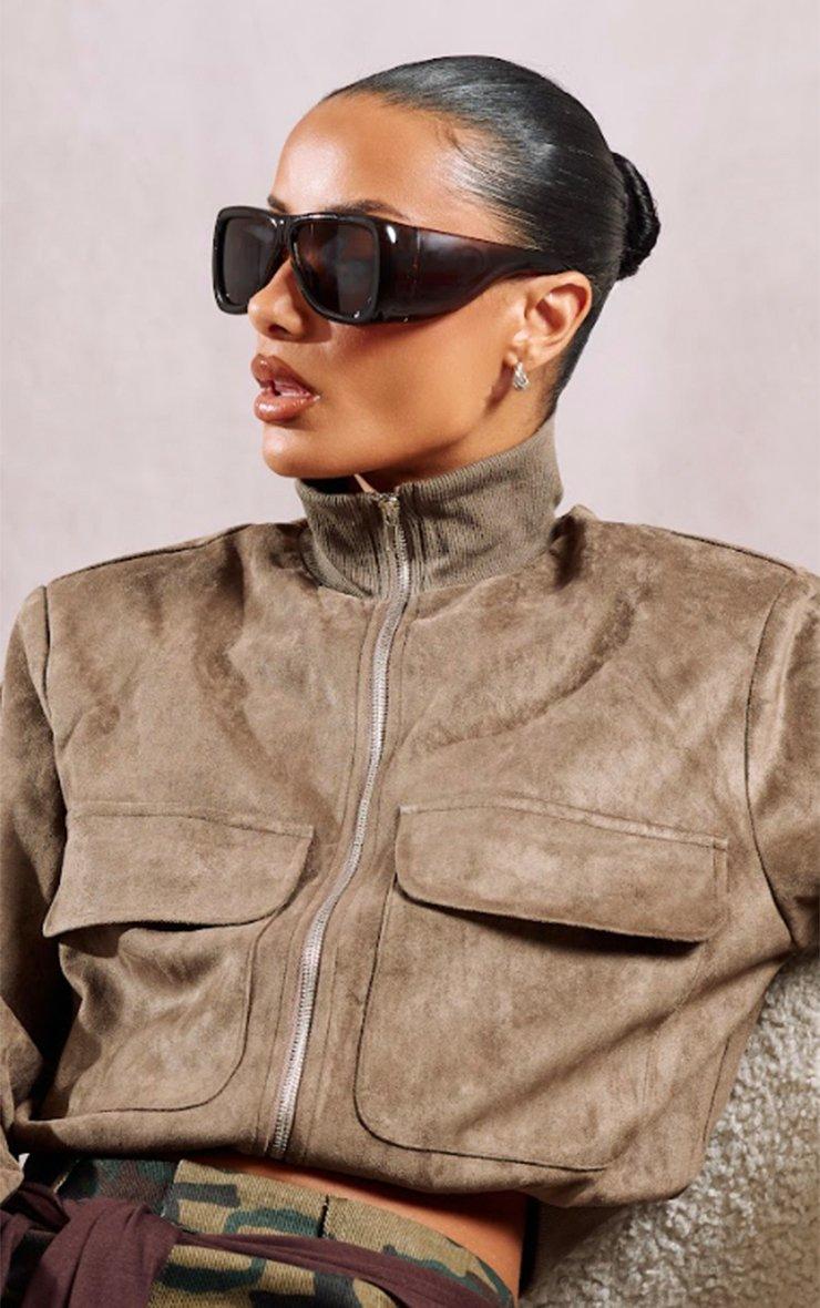 Oversized Thick Framed Tinted Lense Sunglasses In Brown.