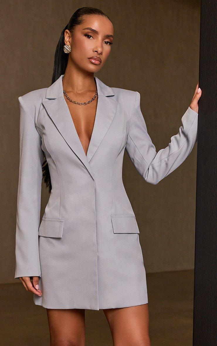 slim fit dress slacks Akira Rock with It PU Blazer Dress with Hardware | Black