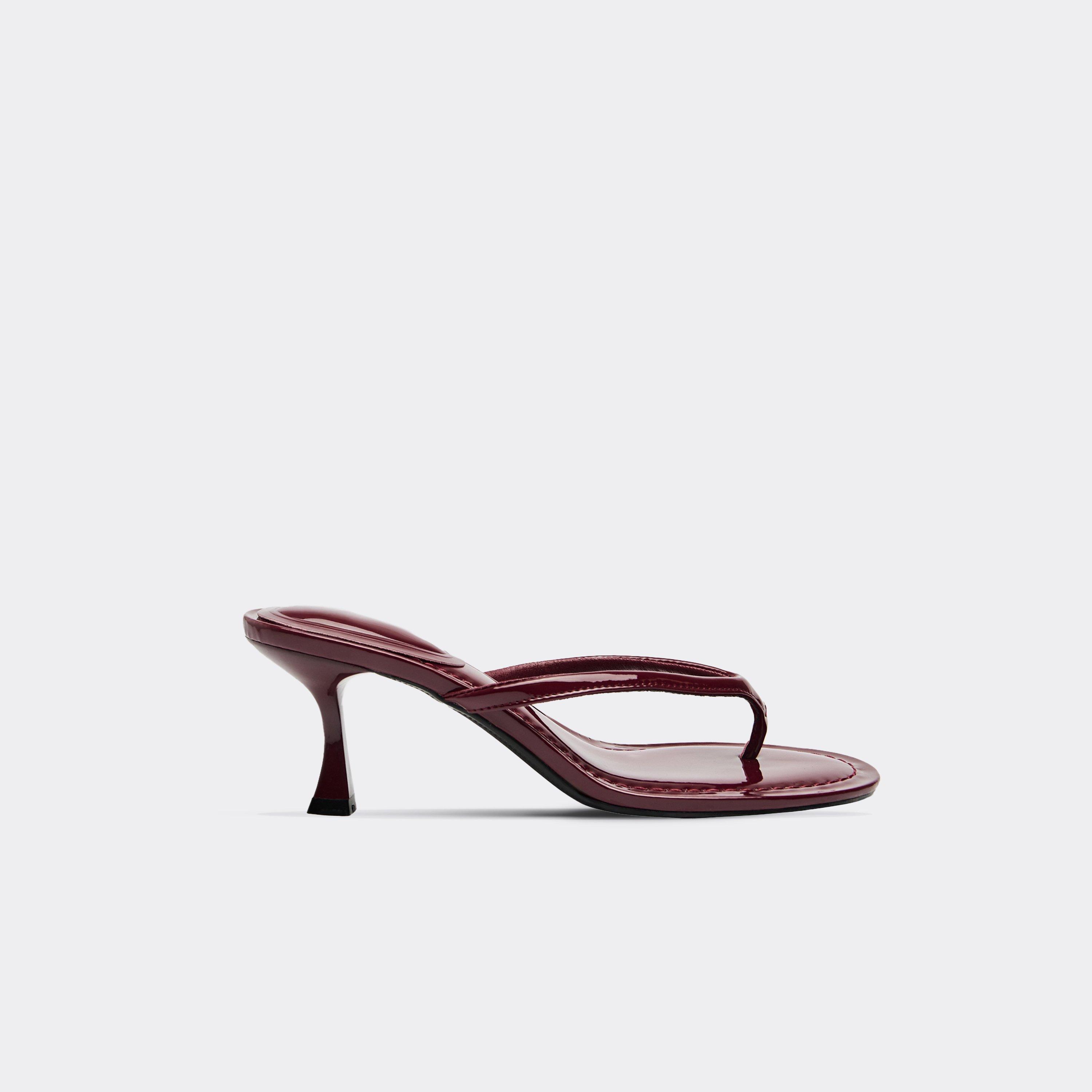 Theo Thong Strap Low Heeled Mule In Red Patent, Women's Size UK 3