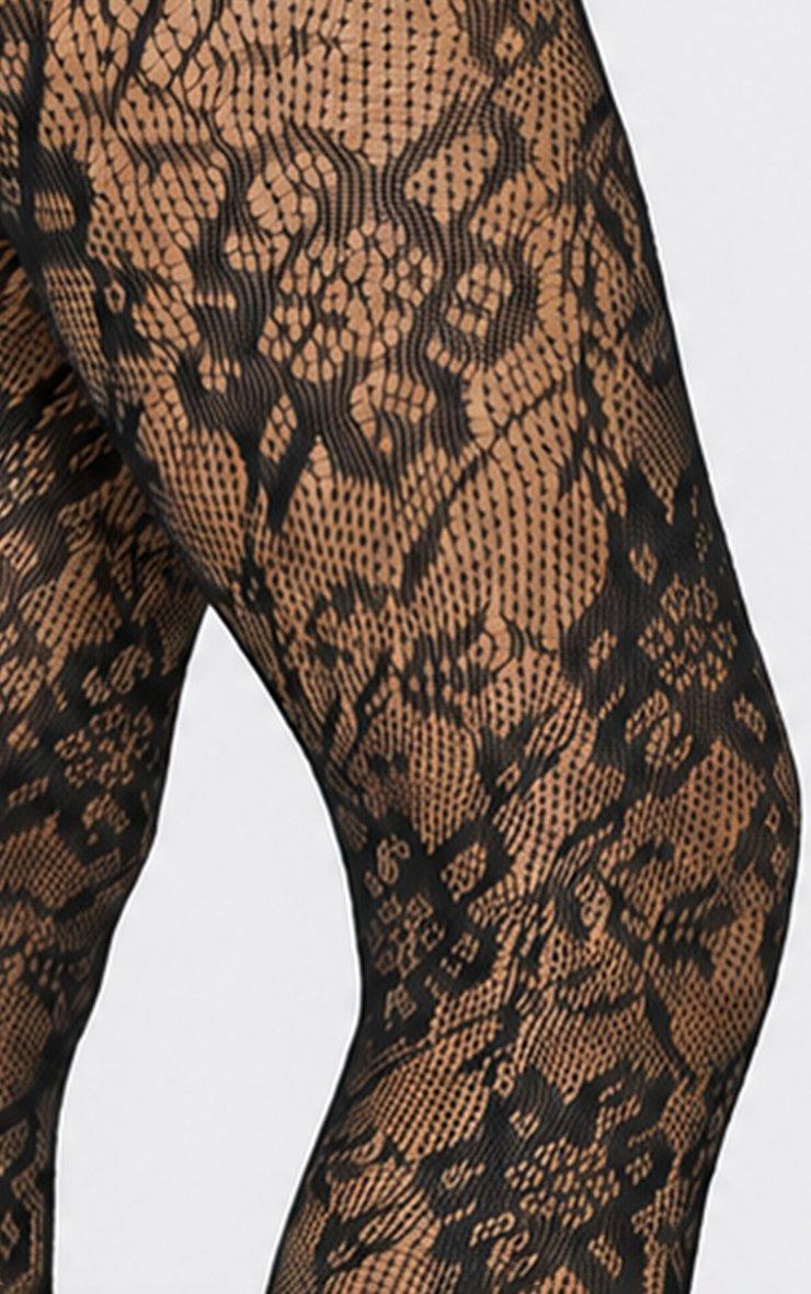Fishnet Floral Detail Tights In Black.