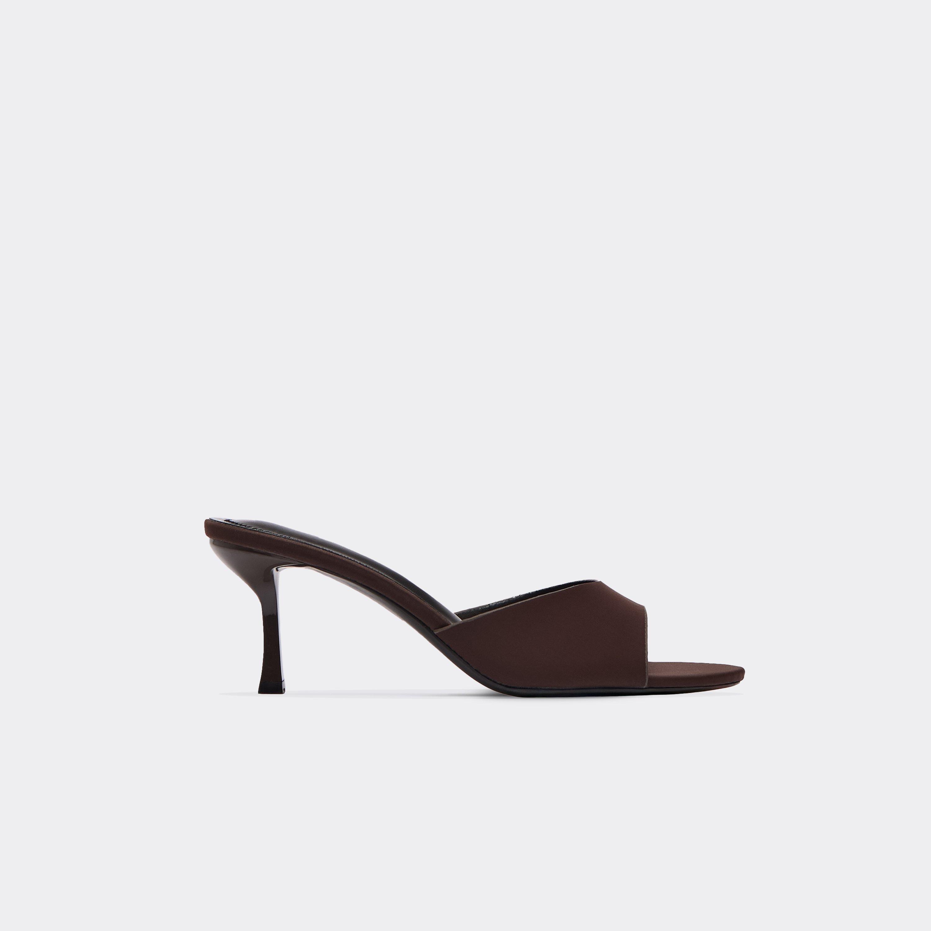 Wellz Peep Toe Kitten Heeled Mule In Brown, Women’s